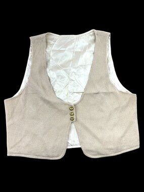 Vintage 90s Beige Ribbed Button Up Vest